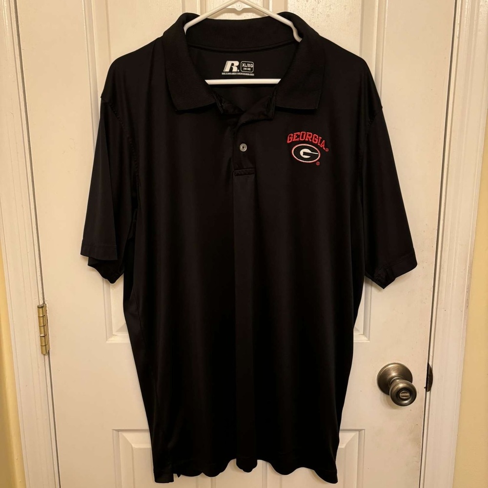 Georgia Bulldogs Black Russell Athletic Collegiate Polo